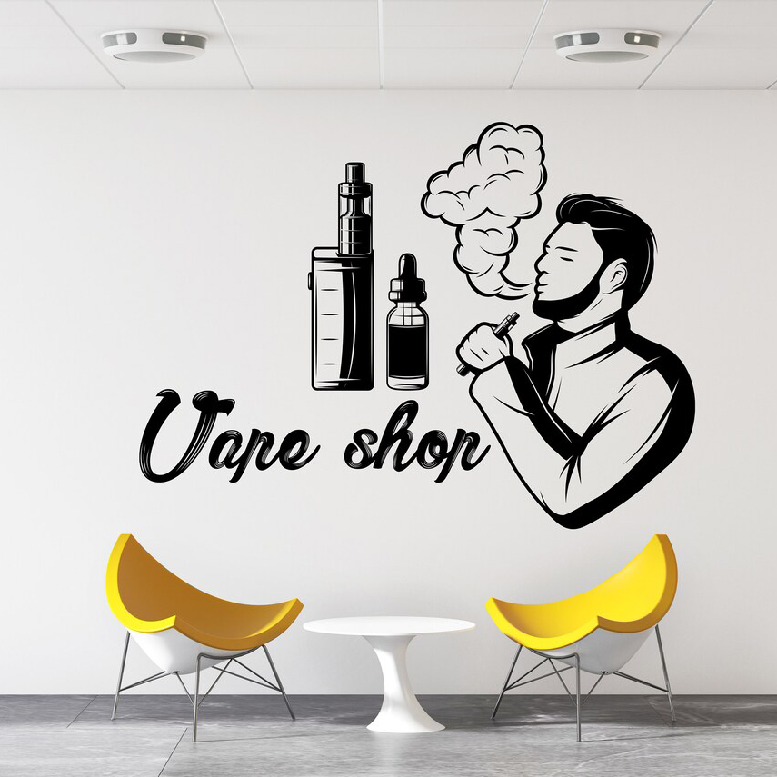 Vaping Store - สติกเกอร์ไอน้ำสติ๊กเกอร์ฮาโลวีนควันการตกแต่งร้านสำหรับร้านค้าสติกเกอร์ติดผนังไอน้ำการตกแต่งร้านไวนิล A661รูปลอก