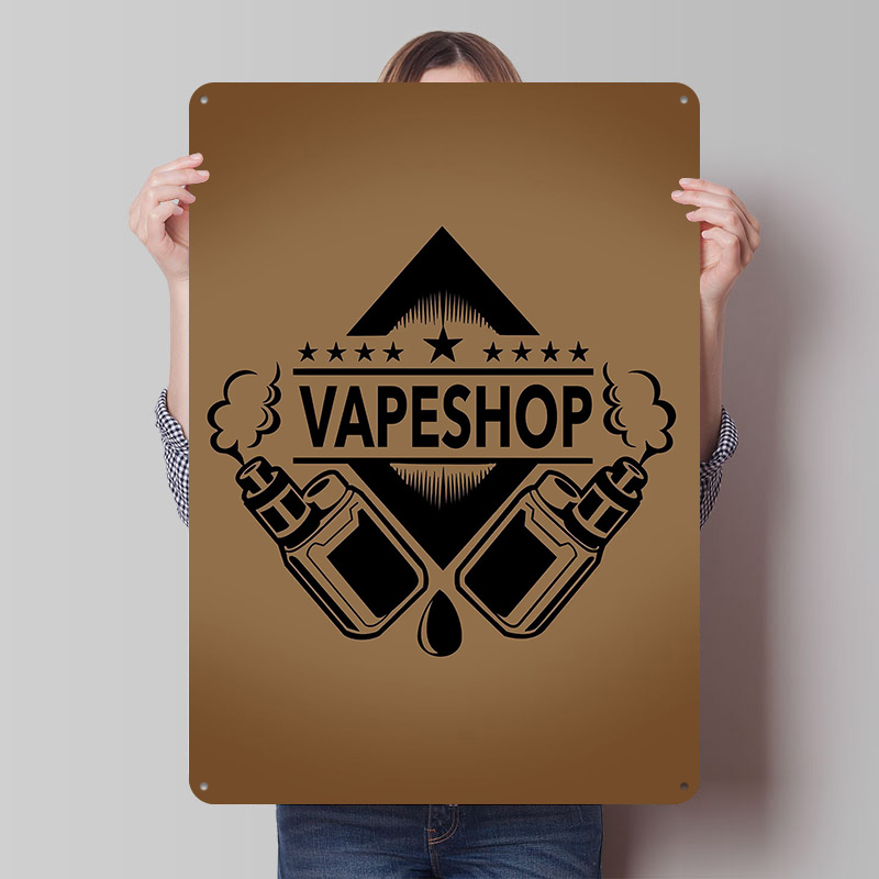 Vaping Shop - ป้ายโลหะวินเทจสไตล์เรโทรสำหรับตกแต่งบ้าน ห้องเล่นเกม สวน ร้านขายบุหรี่ไฟฟ้า ปรับแต่งได้
