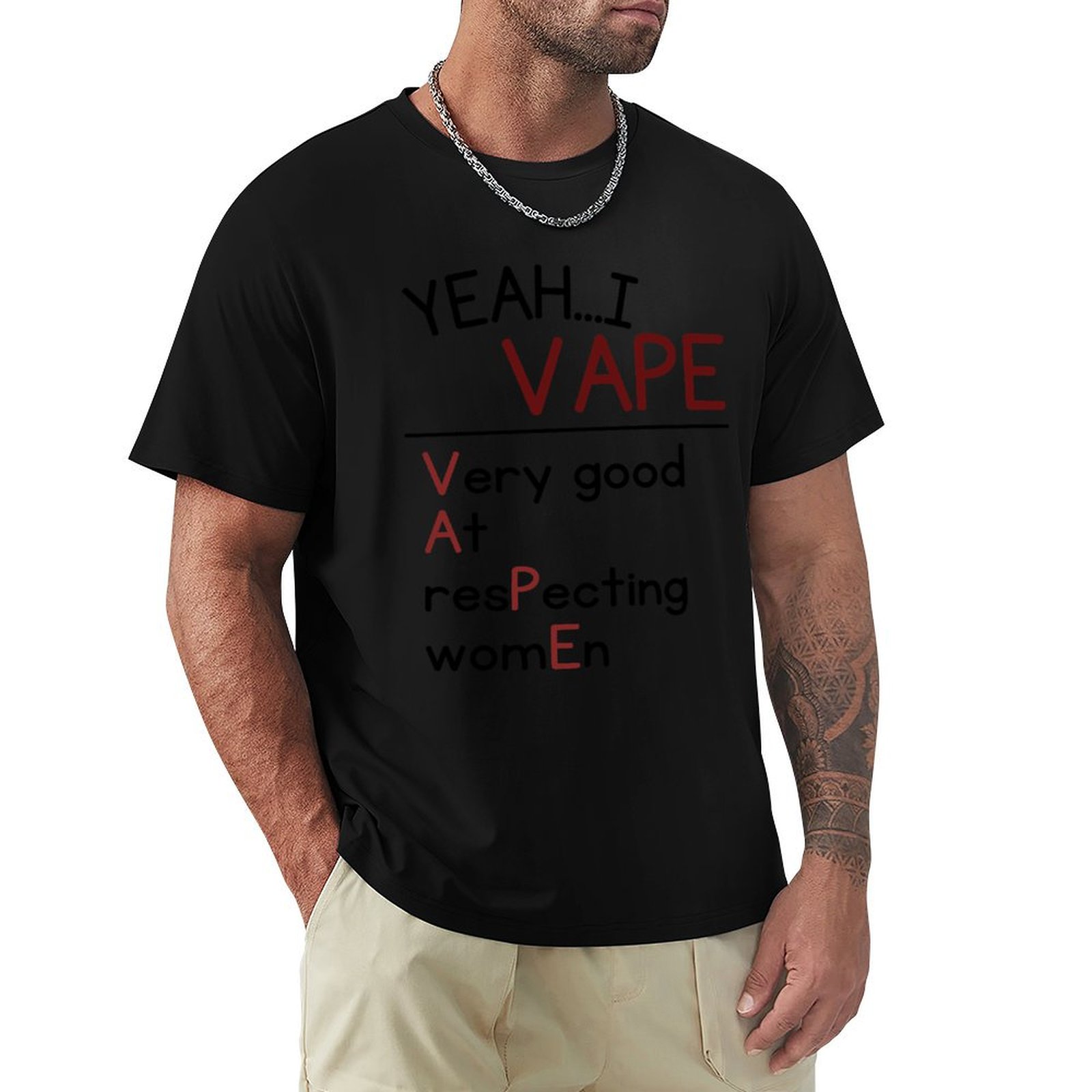 Vaping Goods - ใช่แล้ว ฉันชอบใช้บุหรี่ไฟฟ้าและเคารพผู้หญิงมาก เสื้อยืดกีฬาระบายอากาศสำหรับผู้ชาย