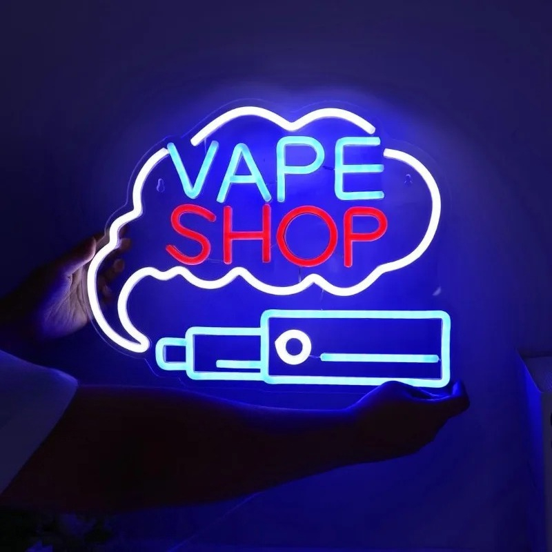 Vaping Store - LED VAPE SHOP ควันป้ายนีออนซิการ์ Store หน้าต่างโรงรถ